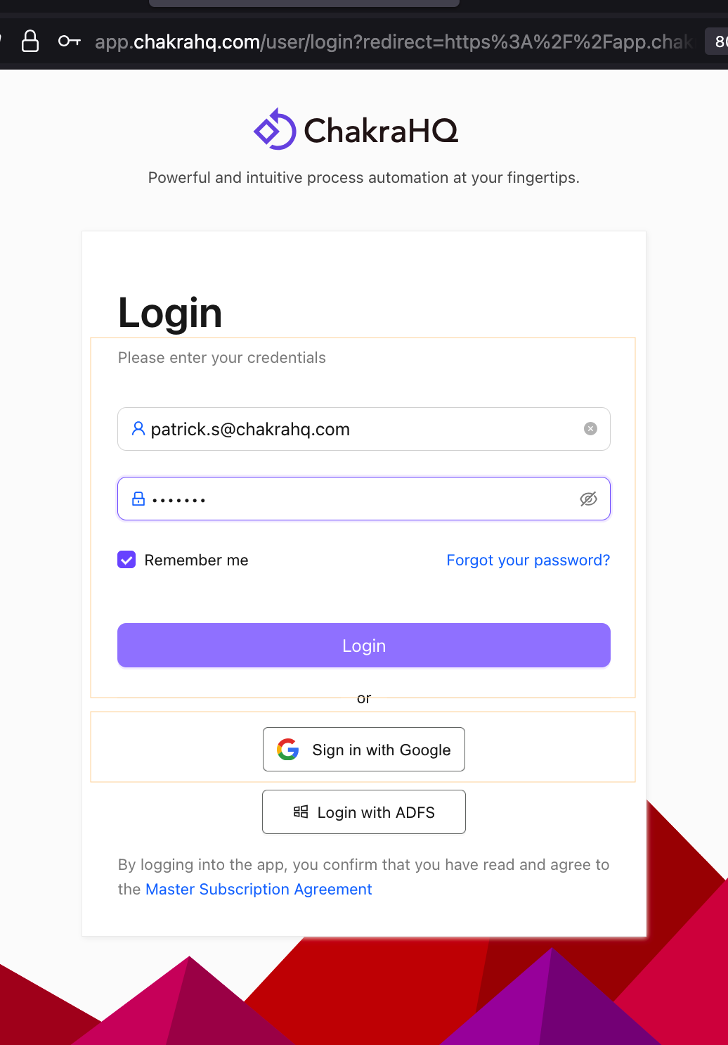 Login in Chakra Chat