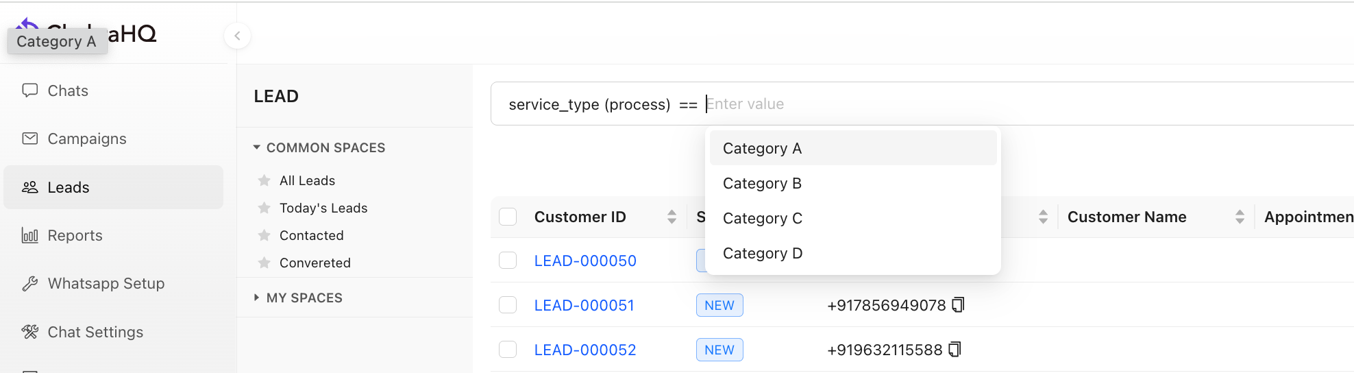 Lead Attribute Dropdown values